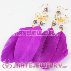 Wholesale Purple Basketball Wives Feather Earrings