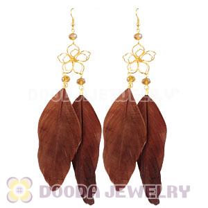 Brown Basketball Wives Feather Earrings Wholesale