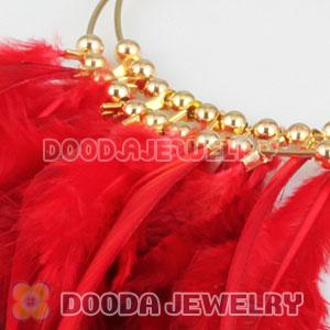 Red Basketball Wives Feather Hoop Earrings Wholesale
