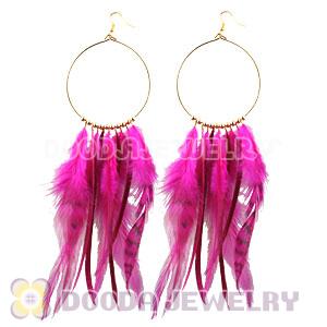 Peach Basketball Wives Feather Hoop Earrings Wholesale