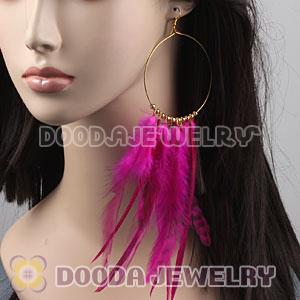 Peach Basketball Wives Feather Hoop Earrings Wholesale