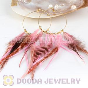 Pink Basketball Wives Feather Hoop Earrings Wholesale