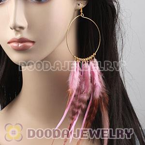 Pink Basketball Wives Feather Hoop Earrings Wholesale