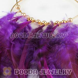 Purple Basketball Wives Feather Hoop Earrings Wholesale