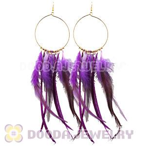 Purple Basketball Wives Feather Hoop Earrings Wholesale