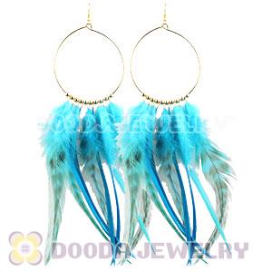 Blue Basketball Wives Feather Hoop Earrings Wholesale