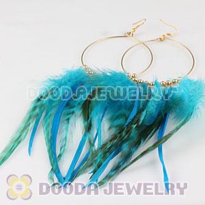 Blue Basketball Wives Feather Hoop Earrings Wholesale