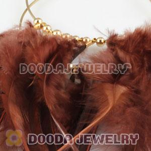 Brown Basketball Wives Feather Hoop Earrings Wholesale