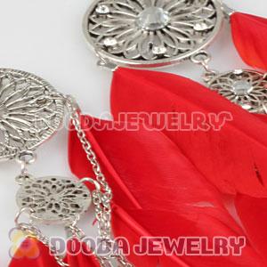 Red Basketball Wives Feather Earrings Wholesale