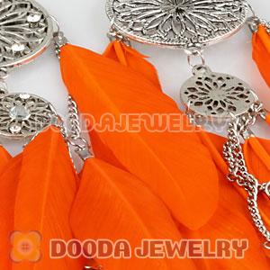 Orange Basketball Wives Feather Earrings Wholesale