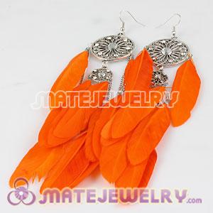 Wholesale Orange Basketball Wives Feather Earrings