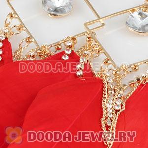 Red Basketball Wives Feather Earrings Wholesale