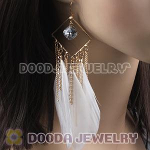 White Basketball Wives Feather Earrings Wholesale