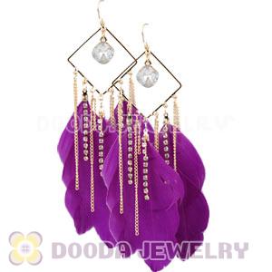 Purple  Basketball Wives Feather Earrings Wholesale