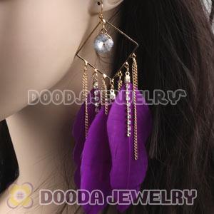 Purple  Basketball Wives Feather Earrings Wholesale