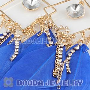 Blue Basketball Wives Feather Earrings Wholesale
