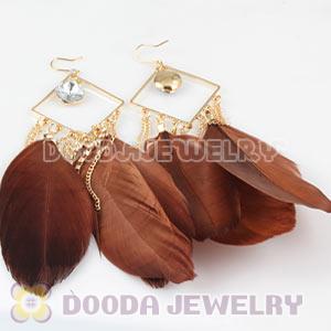 Brown Basketball Wives Feather Earrings Wholesale