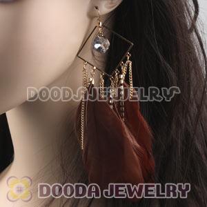 Brown Basketball Wives Feather Earrings Wholesale