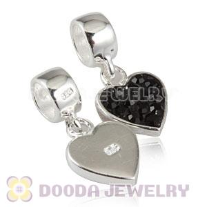 925 Sterling Silver Heart Dangle Charms With Austrian Crystal Wholesale