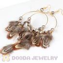 Grizzly Basketball Wives Feather Hoop Earrings With Beads Wholesale