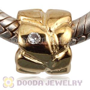 Gold Plated European Style 925 Sterling Silver Beads with Stone