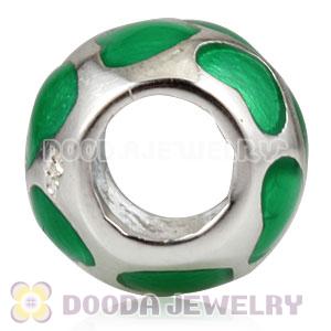 925 Sterling Silver European Style Beads Enamel Green Loves