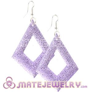 Lavender Crystal Basketball Wives Diamond Bamboo Hoop Earrings Cheap
