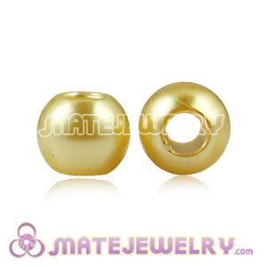 Wholesale 12mm Yellow European Big Hole ABS Pearl Beads