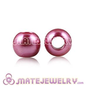 Wholesale 12mm Peach European Big Hole ABS Pearl Beads