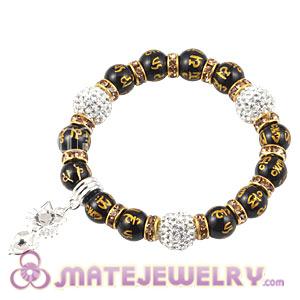 Buddhist Agate Beaded Basketball Wives Bracelets With Czech Crystal Beads 