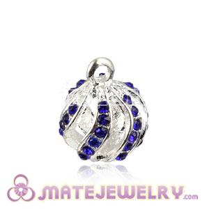 Fashion 12mm Silver Plated Alloy Pendants With Blue Stones 
