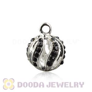 Fashion 12mm Silver Plated Alloy Pendants With Black Stones Wholesale