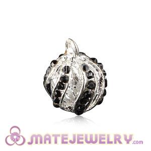 Fashion 12mm Silver Plated Alloy Pendants With Black Stones 