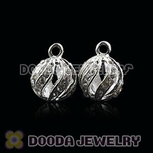 Fashion 12mm Silver Plated Alloy Pendants With White Stones Wholesale