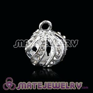 Fashion 12mm Silver Plated Alloy Pendants With White Stones 