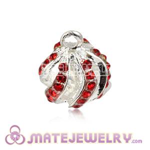 Fashion 12mm Silver Plated Alloy Pendants With Red Stones 