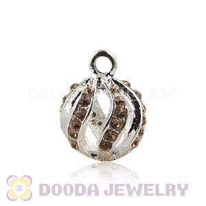 Fashion 12mm Silver Plated Alloy Pendants With Yellow Stones Wholesale