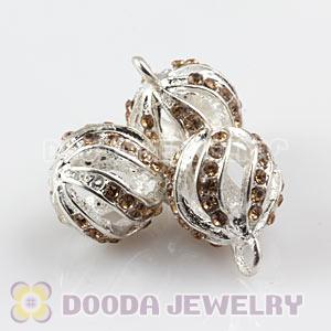 Fashion 12mm Silver Plated Alloy Pendants With Yellow Stones Wholesale