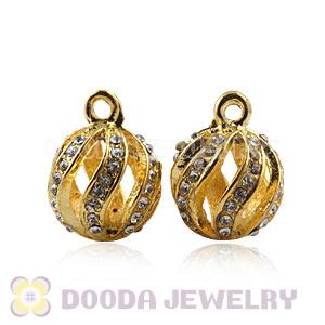 Fashion 14mm Gold Plated Alloy Pendants With White Stones Wholesale