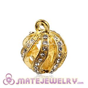 Fashion 14mm Gold Plated Alloy Pendants With White Stones 