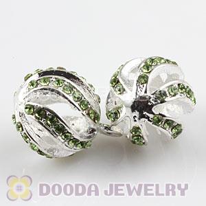 Fashion 14mm Silver Plated Alloy Pendants With Green Stones Wholesale
