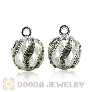 Fashion 14mm Silver Plated Alloy Pendants With Green Stones Wholesale