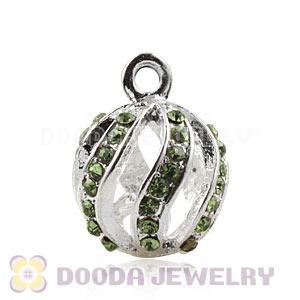 Fashion 14mm Silver Plated Alloy Pendants With Green Stones Wholesale
