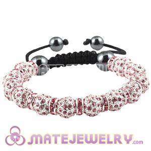 Sambarla Style Bracelets With Pink Crystal Alloy Beads And Hematite