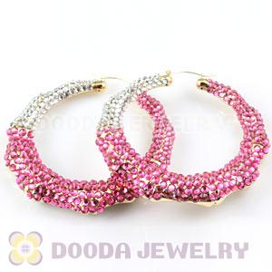 Cheap 80mm Basketball Wives Bamboo Crystal Hoop Earrings Wholesale