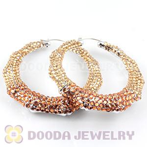 Cheap 80mm Basketball Wives Bamboo Crystal Hoop Earrings Wholesale