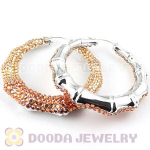 Cheap 80mm Basketball Wives Bamboo Crystal Hoop Earrings Wholesale