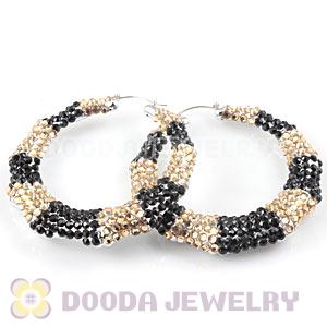 Cheap 80mm Basketball Wives Bamboo Crystal Hoop Earrings Wholesale