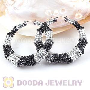 Cheap 80mm Basketball Wives Bamboo Crystal Hoop Earrings Wholesale