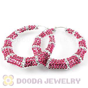 Cheap 80mm Basketball Wives Bamboo Crystal Hoop Earrings Wholesale